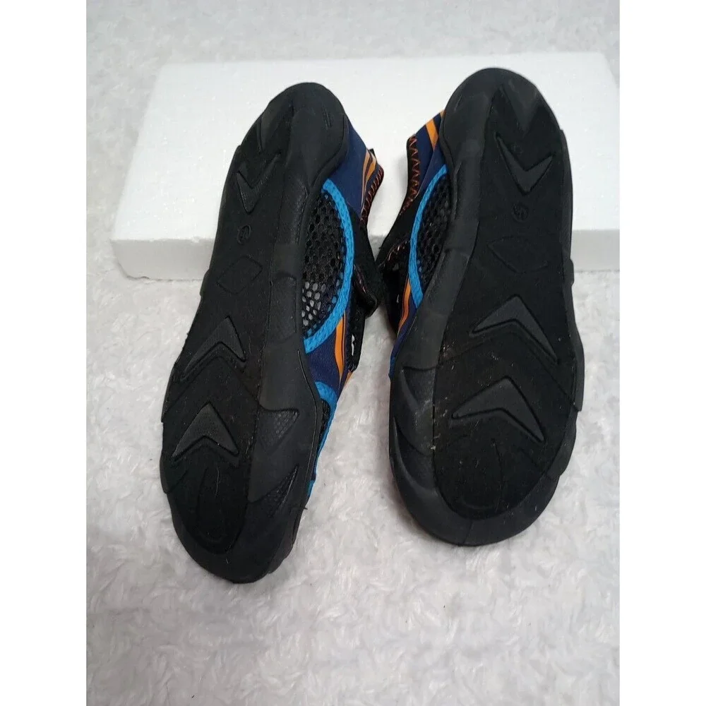 Boys Water Shoes DARK BLUE w/ ORANGE & TURQUOISE DESIGN River Beach Swim L 2-3